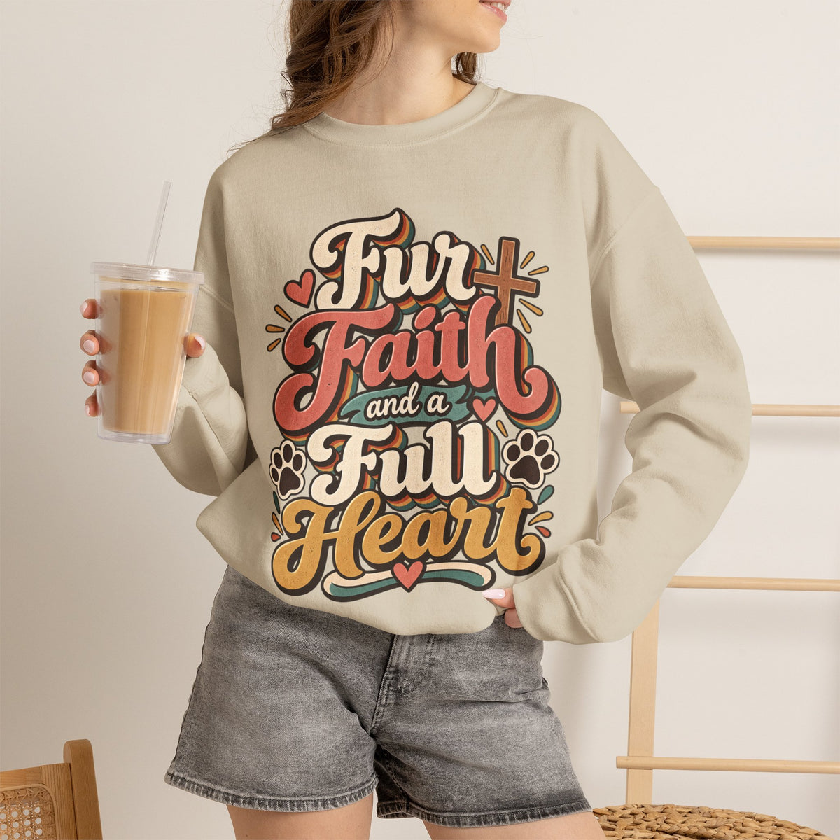 Fur Faith and a Full Heart Sweatshirt | Pet Paw Script Design