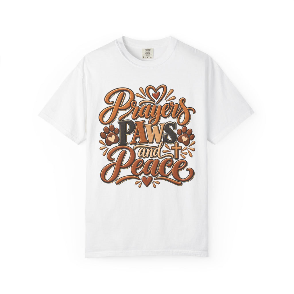 Prayers Paws and Peace T-shirt | Pet Faith Typography Tee