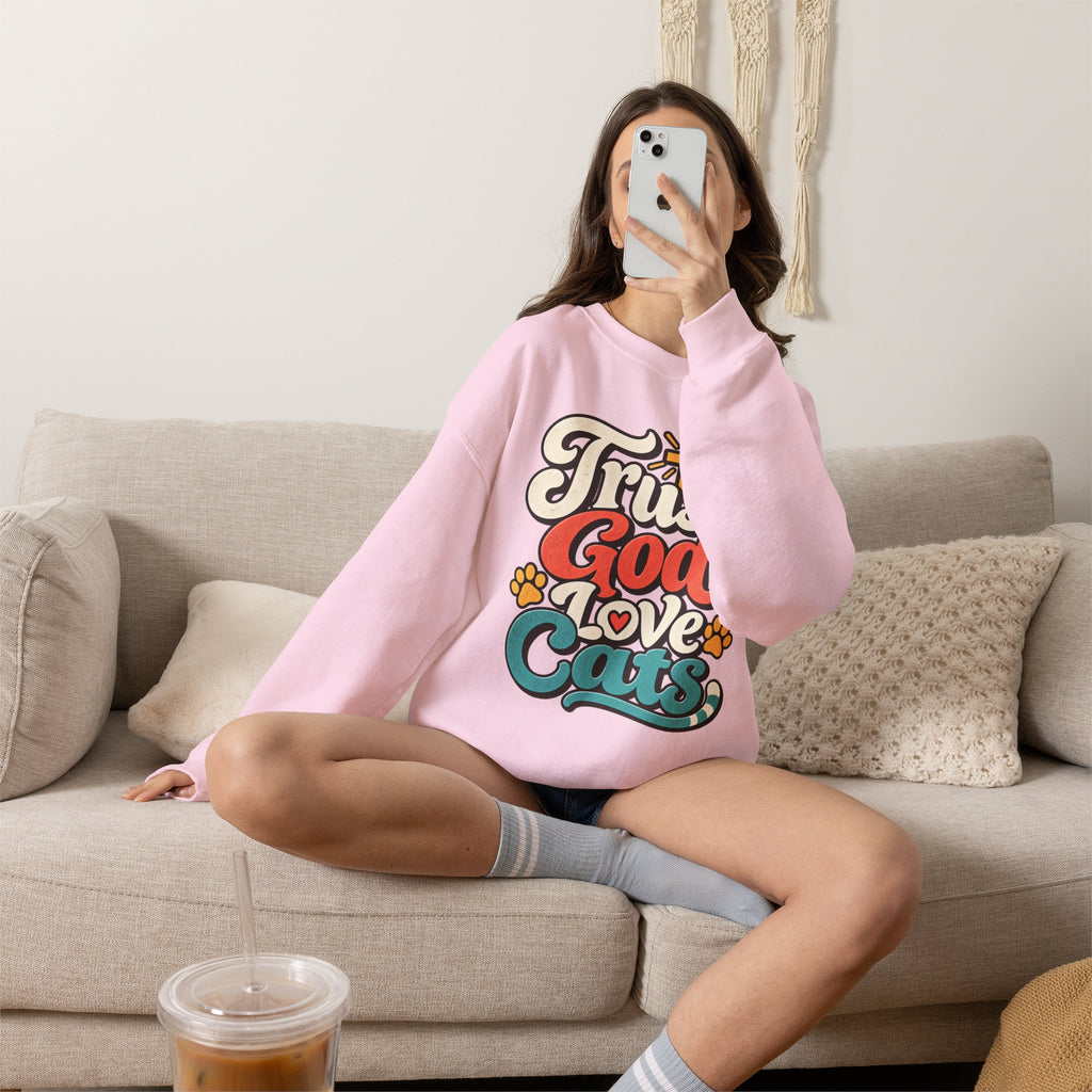 Trust God Love Cats Sweatshirt | Christian Cat Lover Crewneck