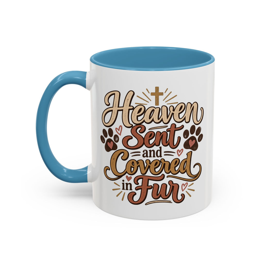 Heaven Sent and Covered in Fur Accent Coffee Mug | Pet Lover Paw Print