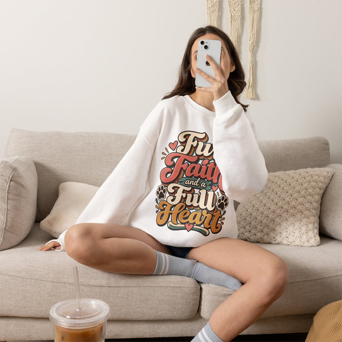 Fur Faith and a Full Heart Sweatshirt | Pet Paw Script Design