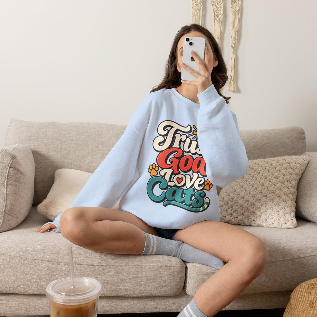 Trust God Love Cats Sweatshirt | Christian Cat Lover Crewneck