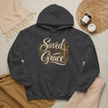 Saved by Grace Hoodie | Christian Cross Typography, Faith Apparel