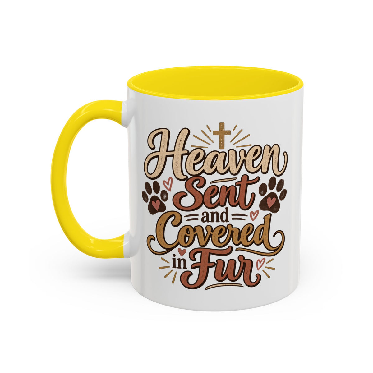 Heaven Sent and Covered in Fur Accent Coffee Mug | Pet Lover Paw Print