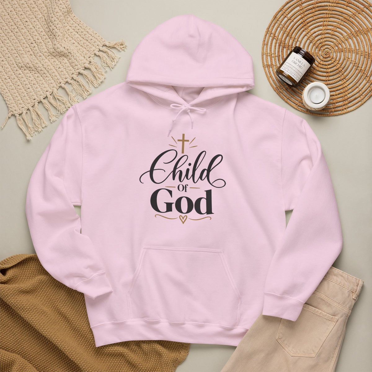 Child of God Hoodie | Religious Faith Cross Script Pullover